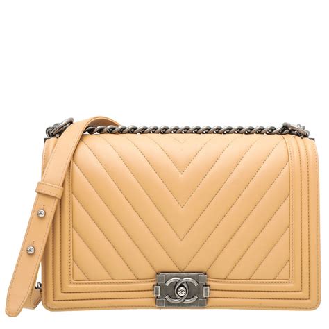 photos for chanel boy chevron beige straps chain